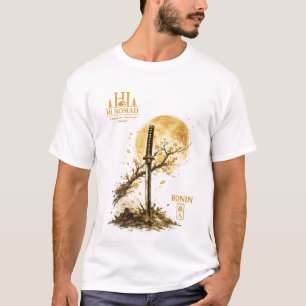 Camiseta Espada Ronin Katana Dorada Bajo la Luna - Bu Japon