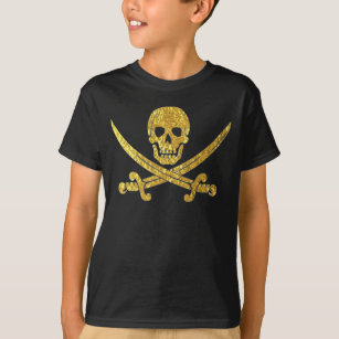 Camiseta Espadas cruzadas cráneo del pirata en Relieve