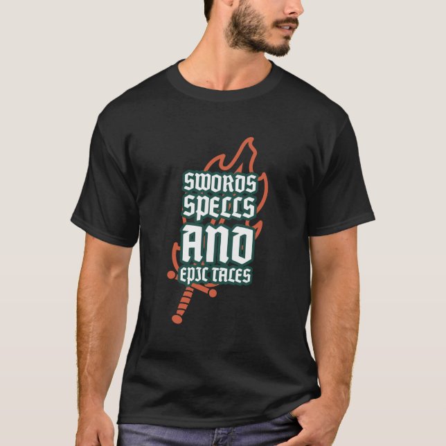 Camiseta Espadas, ortografías y cuentos épicos (Anverso)