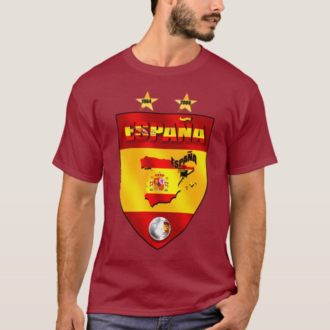 Camiseta España 1964 2008 escudos del emblema del futbol (Anverso)