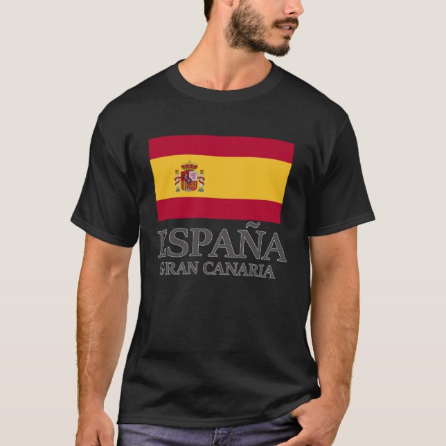 Camiseta España Bandera de Gran Canaria Viaje Europa vacaci (Anverso)