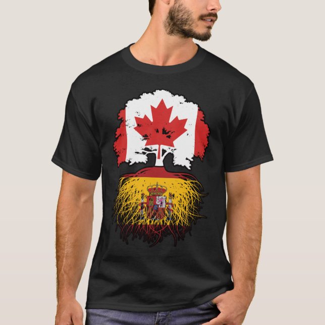 Camiseta España Bandera de rocas de árbol canadiense canadi (Anverso)