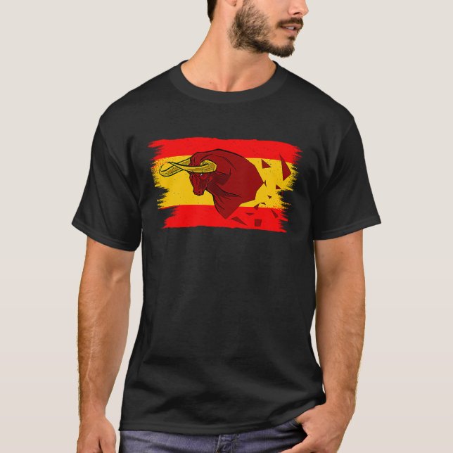Camiseta Espana Bull Fight for Taurus and Spain Flag (Anverso)