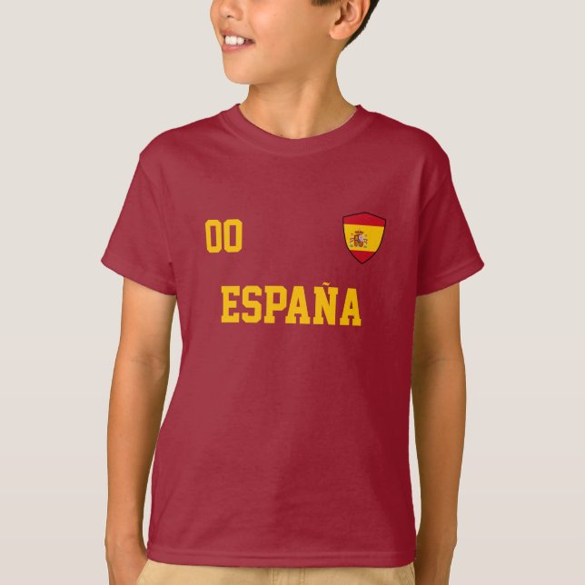Camiseta España Nombre Personalizado Y Fútbol Número (Anverso)