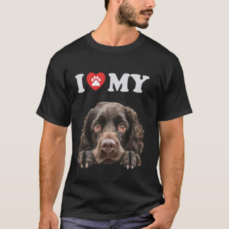 Camiseta Español acuático americano yo corazón a mi perro g