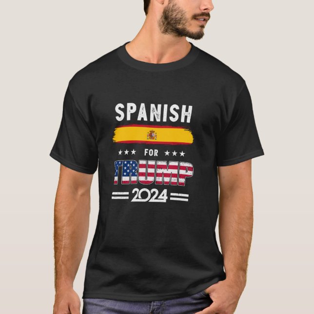 Camiseta Español para apoyo patriótico de bandera de Trump  (Anverso)
