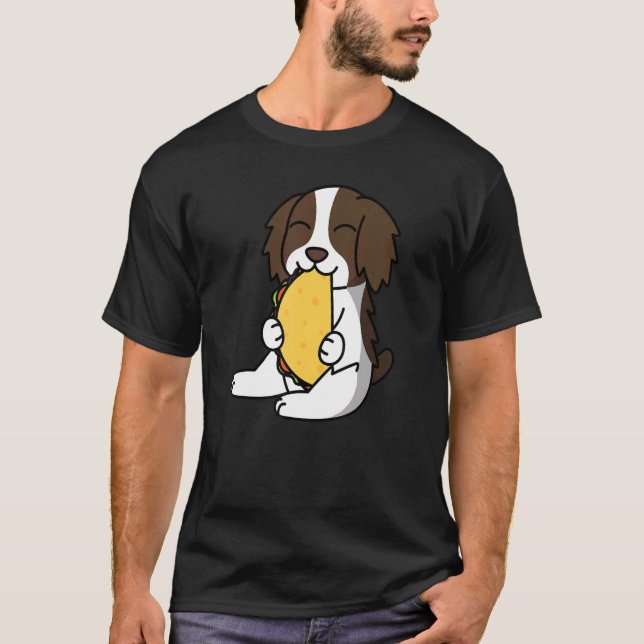 Camiseta Español Springer inglesa comiendo un perro taco (Anverso)