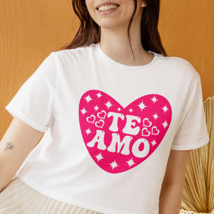 Camiseta Español Te Amo Te Amo El día de San Valentín Rosa