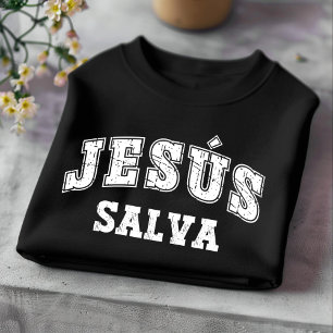Camiseta española cristiana desgastada Jesús Salva