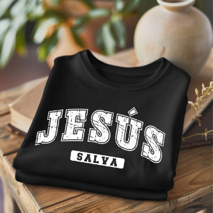Camiseta española cristiana desgastada Jesús Salva