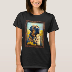 Camiseta Española Mastiff Pintando Flor De Girasol Madre Mu
