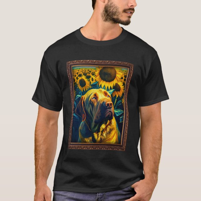 Camiseta Española Mastiff Pintando Flor De Girasol Madre Mu (Anverso)