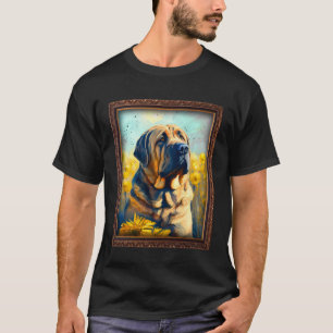 Camiseta Española Mastiff Pintando Flor De Girasol Madre Mu