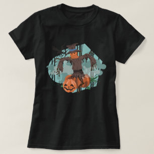 Camiseta Espantapájaros de calabaza de Halloween