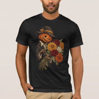 Camiseta Espantapájaros de calabaza vintage con flores de o