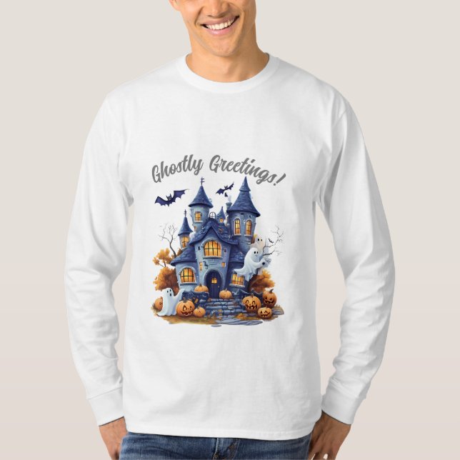 Camiseta espantosa escena de Halloween (Anverso)