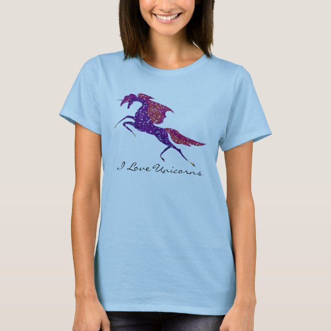Camiseta Esparkles de Purpurina de unicornio pintado artíst (Anverso)