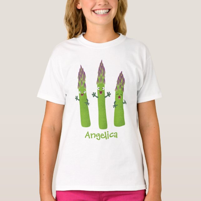 Camiseta Espárrago lindo cantando trío de verduras personal (Anverso)
