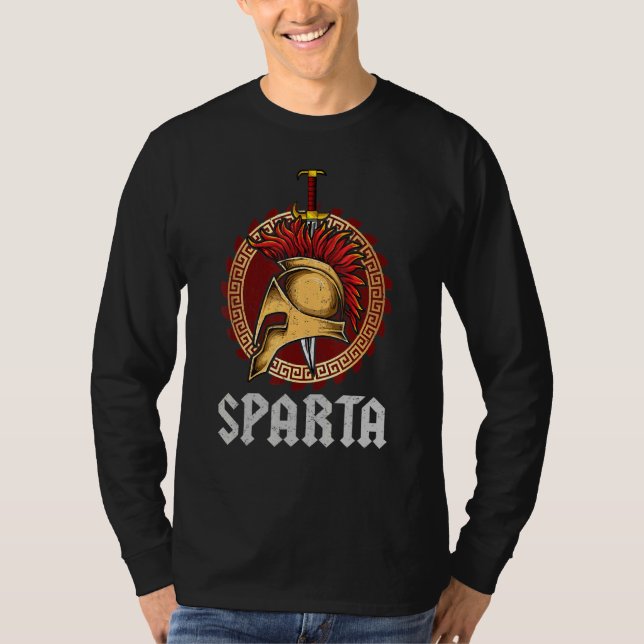 Camiseta Esparta Casco Escudo Espartano Y Guerra De Espada  (Anverso)