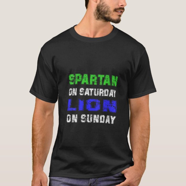 Camiseta Espartano el sábado León el domingo Gracioso Detro (Anverso)