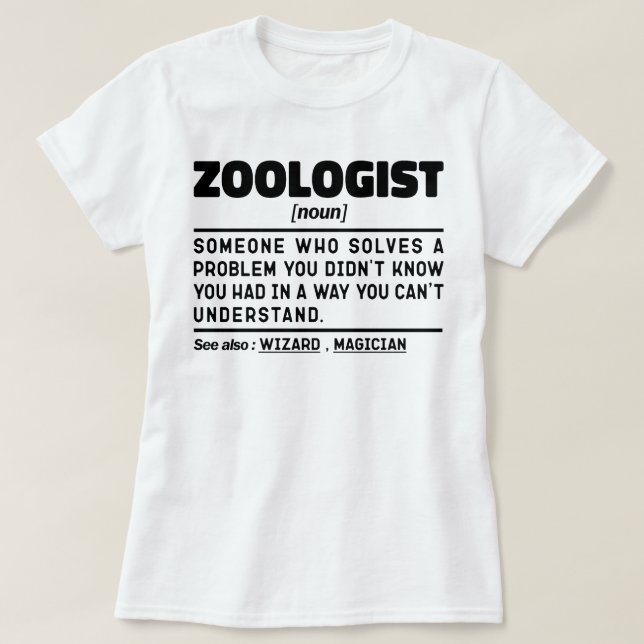 Camiseta Especialista en Zoología Nueva Definición (Diseño del anverso)