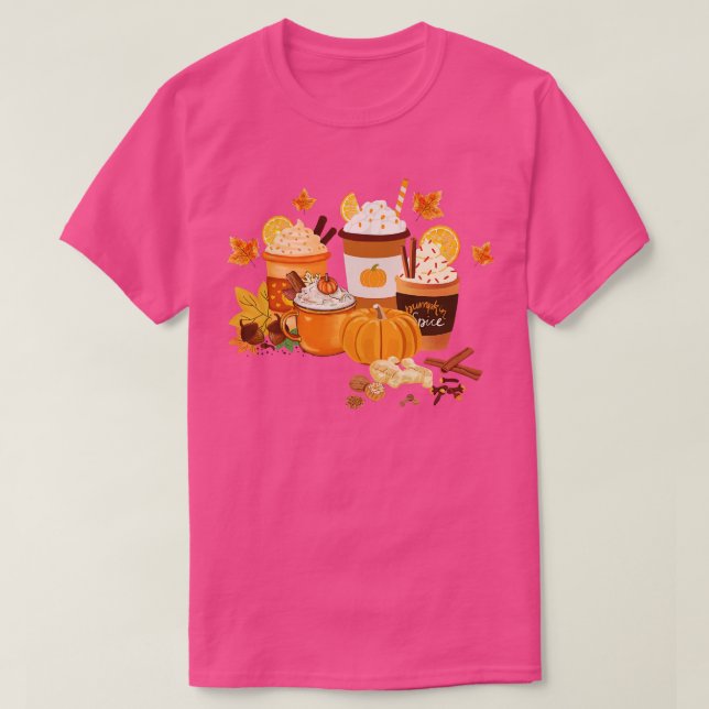 Camiseta Especie de calabaza en otoño y amante del café (Diseño del anverso)