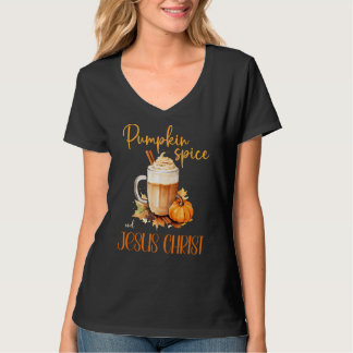 Camiseta Especie de calabaza y Jesucristo lindo otoño rústi