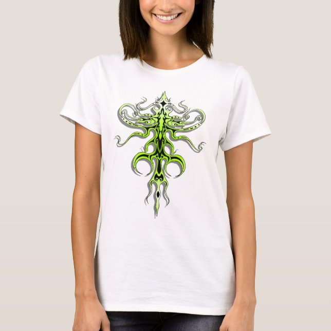 Camiseta Especies Alienígenas del tatuaje tribal 217 verdes (Anverso)