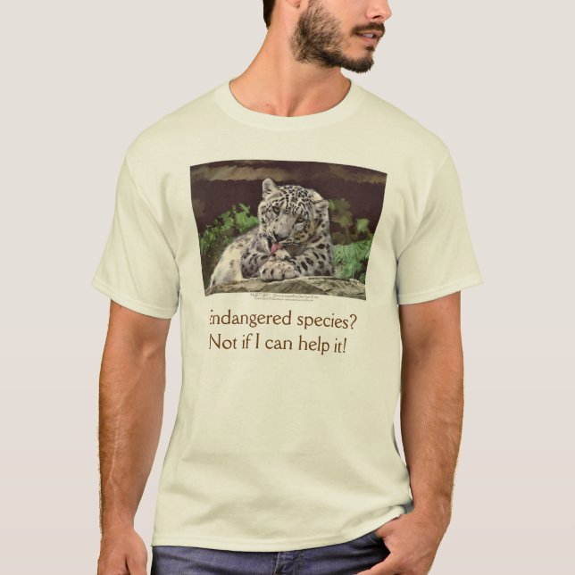 Camiseta Especies amenazadas de gato grande "SNOW LEOPARD" (Anverso)