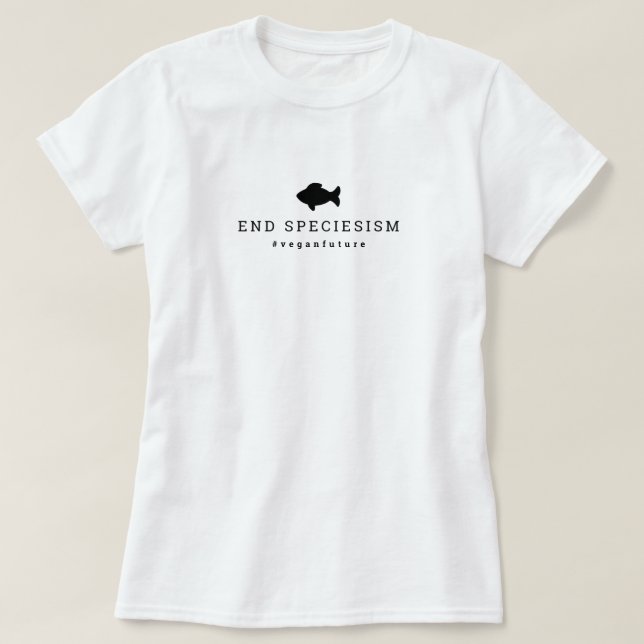 Camiseta Especies Vegan End Especiesism Typografía mínima P (Diseño del anverso)