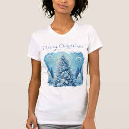 Camiseta Espectacular árbol de navidad impresionista azul