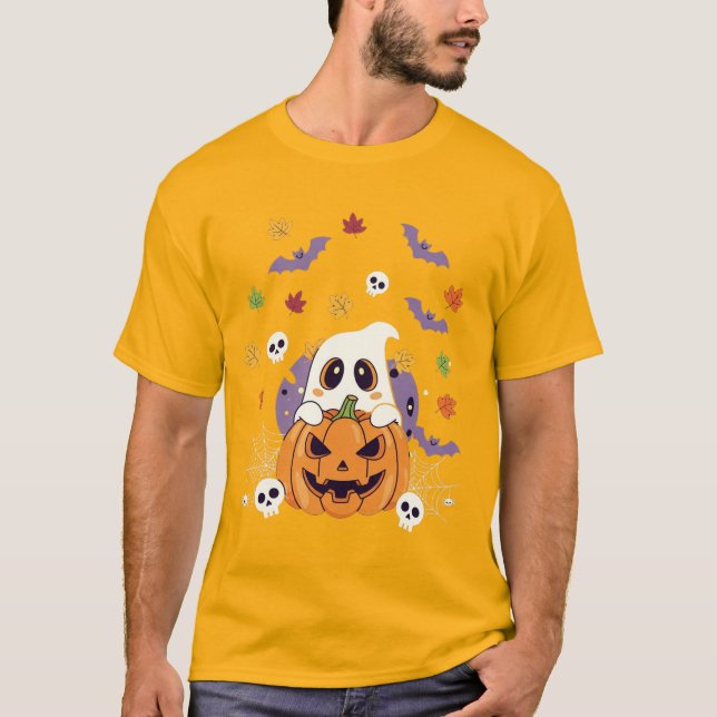 Camiseta Espectacular calabaza y araña diseño otoñal - Hall (Anverso)