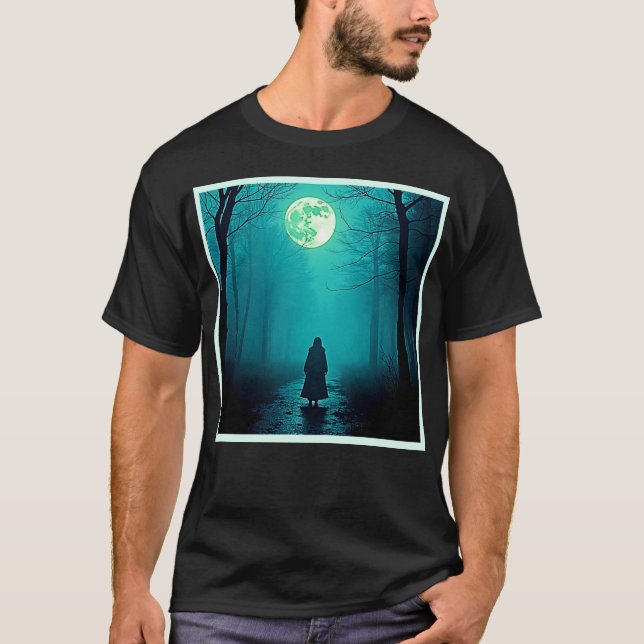 Camiseta Espectacular diseño nocturno de luna llena (Anverso)