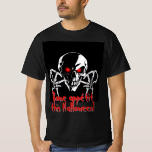 Camiseta Espectacular esqueleto con ojos rojos horror de Ha