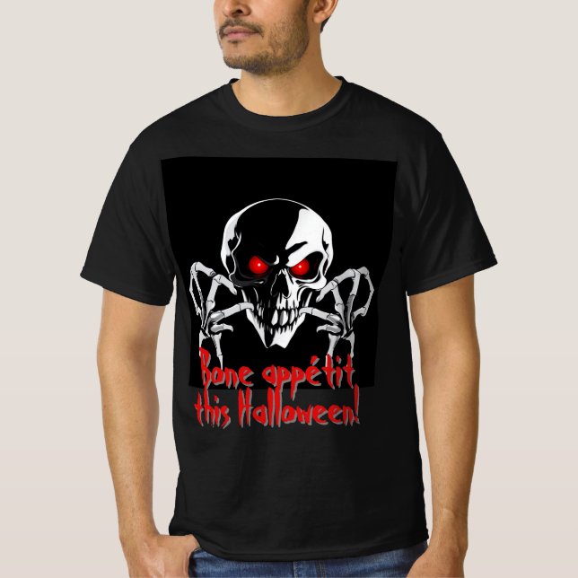 Camiseta Espectacular esqueleto con ojos rojos horror de Ha (Anverso)