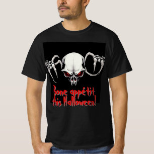 Camiseta Espectacular esqueleto con ojos rojos horror de Ha