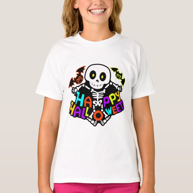 Camiseta Espectacular esqueleto de Halloween y diseño de mu (Anverso)