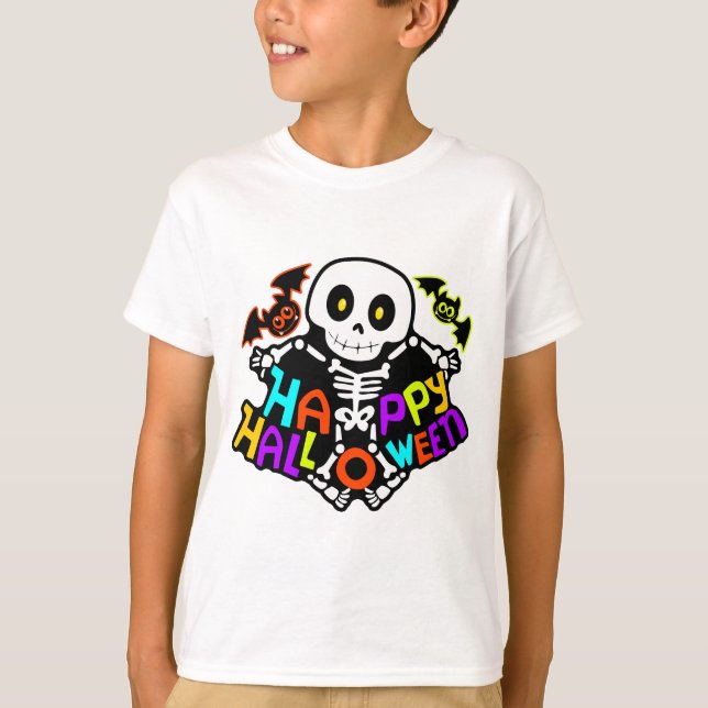 Camiseta Espectacular esqueleto de Halloween y diseño de mu (Anverso)