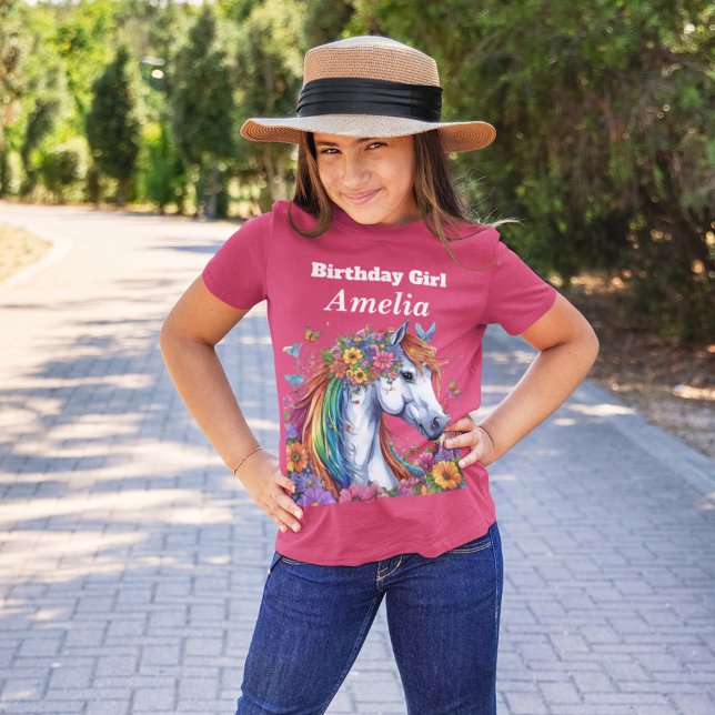 Camiseta Espectacular fiesta ecuestre de cumpleaños arcoiri (Adorable Birthday shirt For the Horse Lover. This shirt can be personalized)