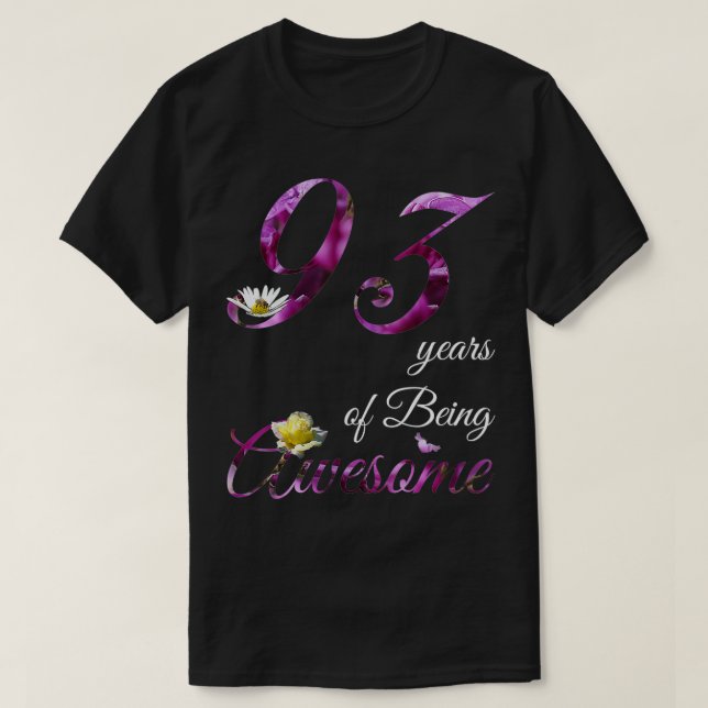 Camiseta Espectacular floral de 93 años de edad 1929 93ᵉʳ c (Diseño del anverso)