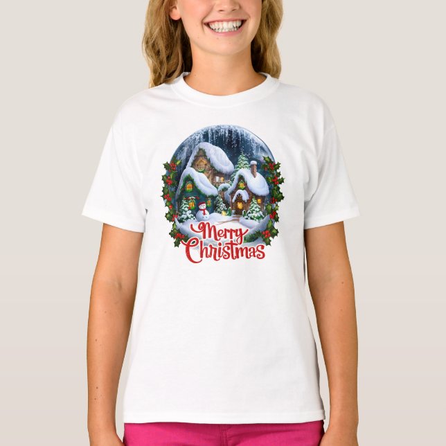 Camiseta Espectacular Globe de nieve de la villa invernal (Anverso)