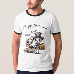 Camiseta Espectacular muñeca fantasma y esqueleto Halloween