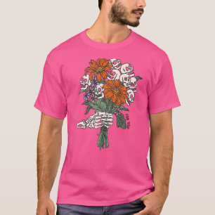 Camiseta Espectacular Skeleton Hallowee Floral Skull Costum