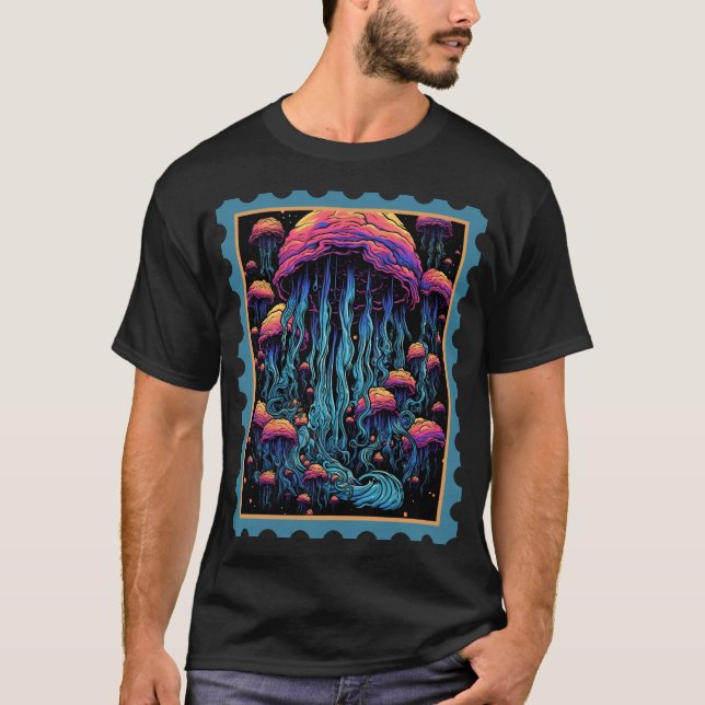 Camiseta Espectáculo acuático: medusas coloridas gigantes (Anverso)