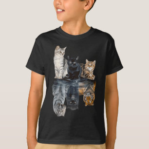 Camiseta Espejo De Reflexión De Gatos León Cheetah Tiger Fu