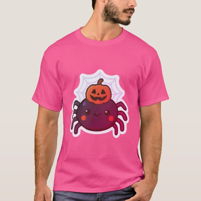 Camiseta Espeluznante Araña de Halloween Kawaii (Anverso)
