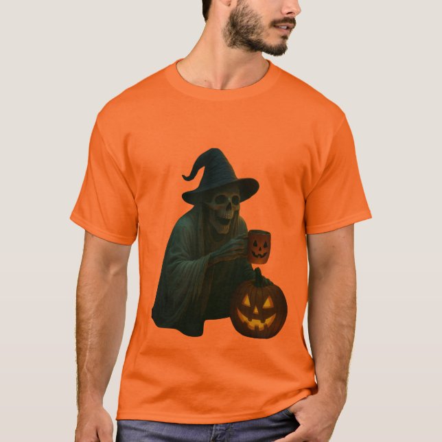 Camiseta Espeluznante Bruja con calabaza (Anverso)