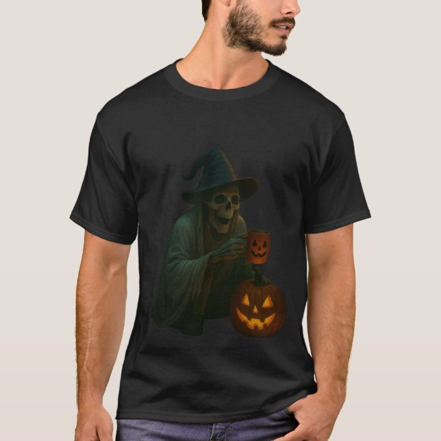 Camiseta Espeluznante Bruja con calabaza (Anverso)