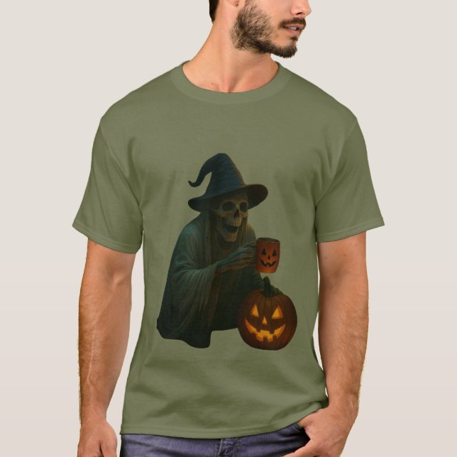Camiseta Espeluznante Bruja con calabaza (Anverso)