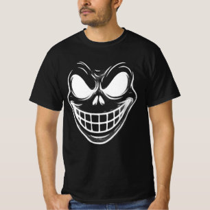 Camiseta Espeluznante Cara Personalizado Line Art T-Shirt
